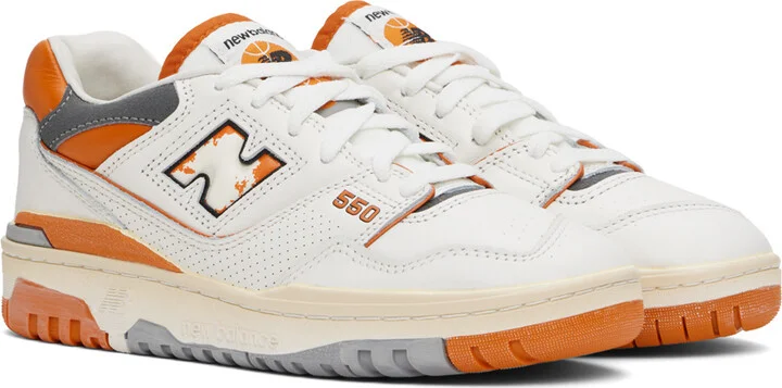 New Balance Off-White & Orange 550 Sneakers - Image 4