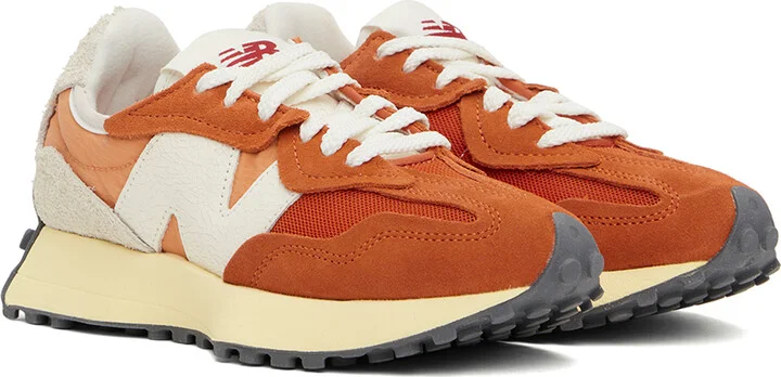 New Balance Orange & Off-White 327 Sneakers - Image 4
