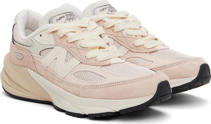 New Balance Pink & Beige 'Made in USA' 990v6 Sneakers - Image 4