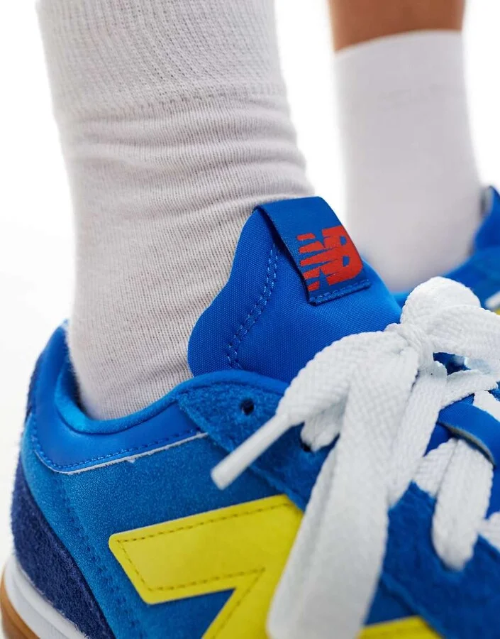 New Balance RC42 gum sole sneakers in blue and yellow - Image 3