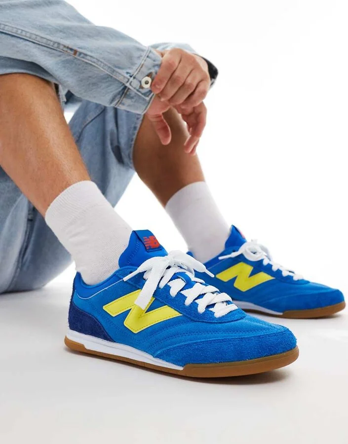 New Balance RC42 gum sole sneakers in blue and yellow