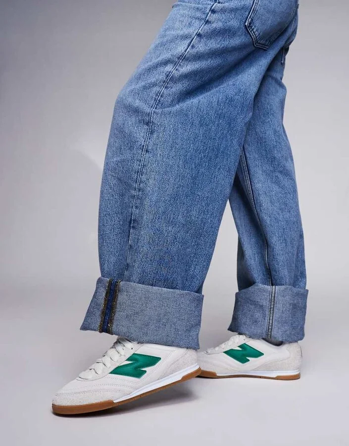 New Balance RC42 rubber sole sneakers in white and green