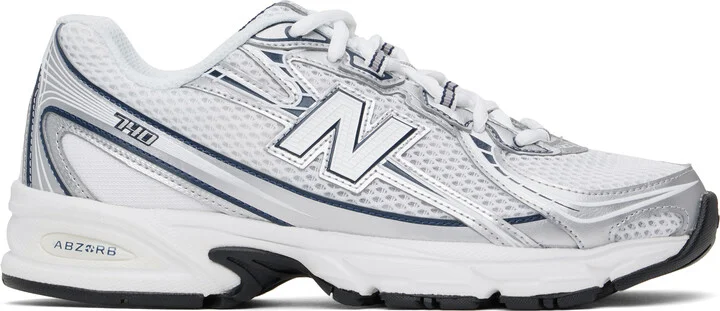New Balance Silver & White 740 Sneakers