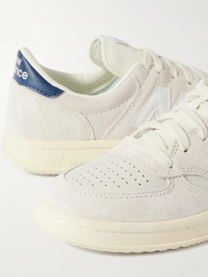 New Balance - T500 Leather-trimmed Suede And Nubuck Sneakers - Off-white - Image 4