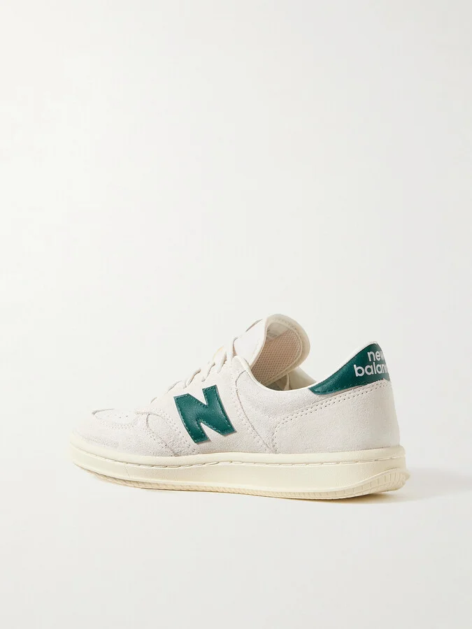 New Balance - T500 Leather-trimmed Suede Sneakers - White - Image 3