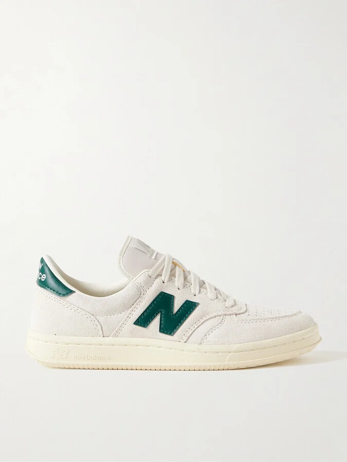 New Balance - T500 Leather-trimmed Suede Sneakers - White