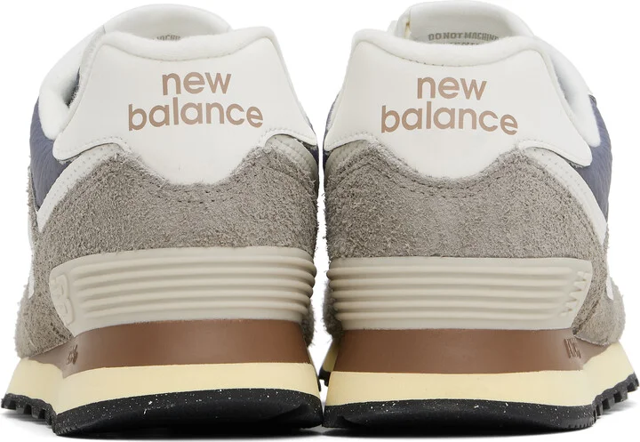 New Balance Taupe & Navy 574 Sneakers - Image 2