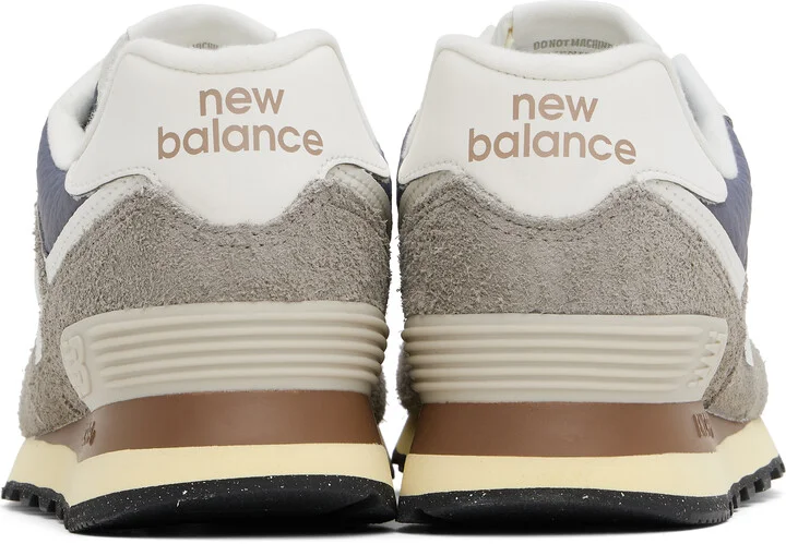 New Balance Taupe & Navy 574 Sneakers - Image 2