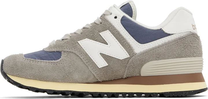 New Balance Taupe & Navy 574 Sneakers - Image 3