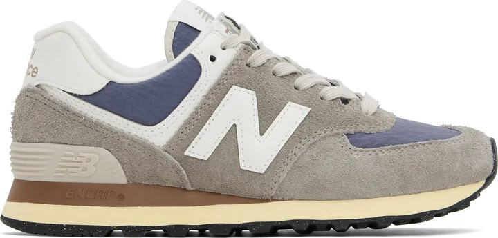 New Balance Taupe & Navy 574 Sneakers