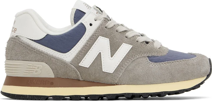 New Balance Taupe & Navy 574 Sneakers