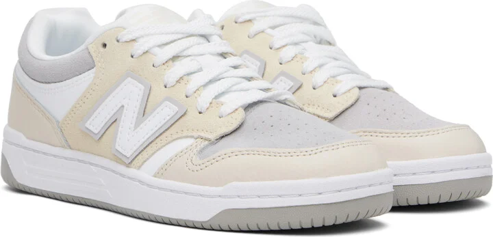 New Balance White & Beige 480 Sneakers - Image 4