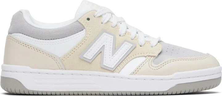 New Balance White & Beige 480 Sneakers