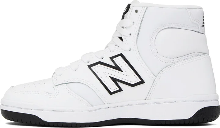 New Balance White & Black 480 High Sneakers - Image 3