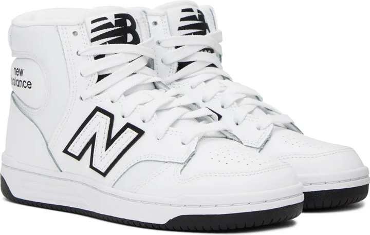 New Balance White & Black 480 High Sneakers - Image 4