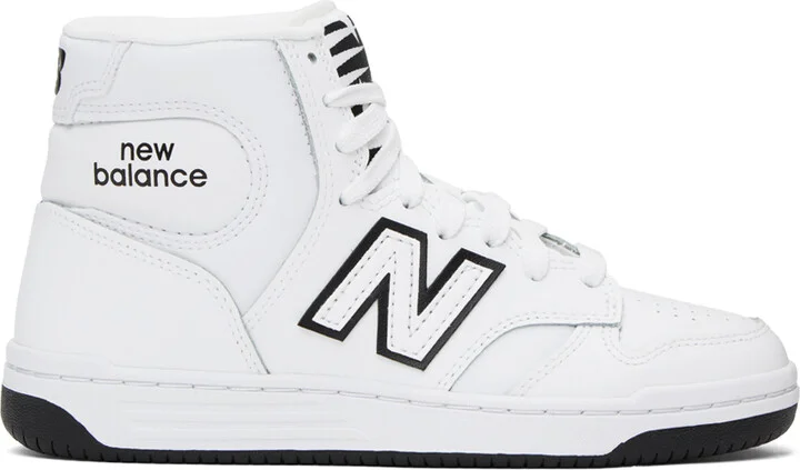 New Balance White & Black 480 High Sneakers