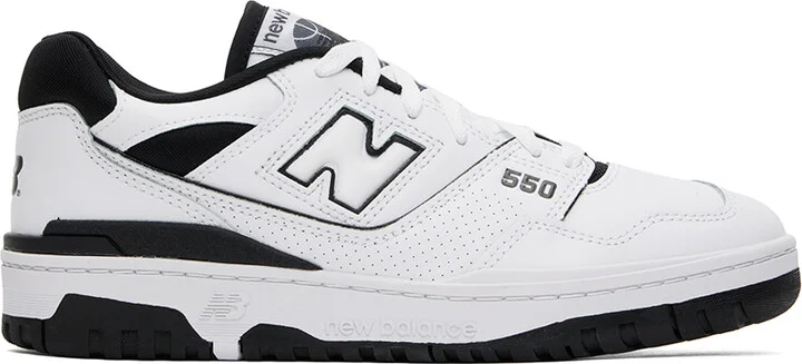 New Balance White & Black BB550 Sneakers