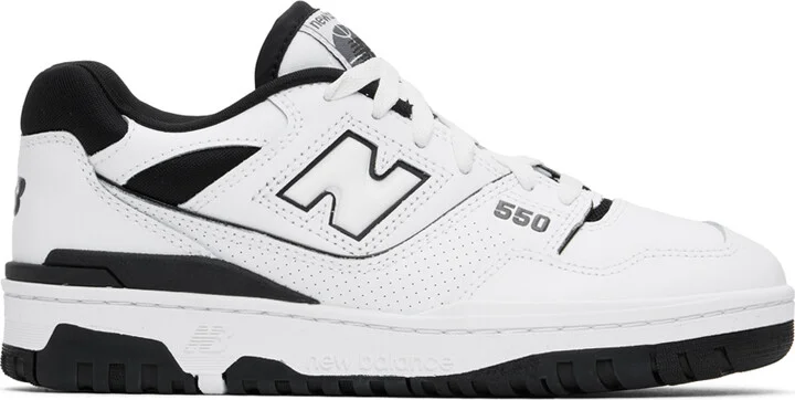 New Balance White & Black BB550 Sneakers