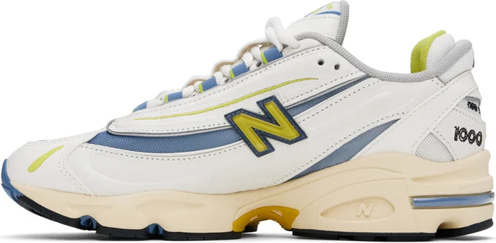 New Balance White & Blue 1000 Sneakers - Image 3