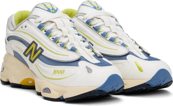 New Balance White & Blue 1000 Sneakers - Image 4