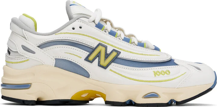 New Balance White & Blue 1000 Sneakers