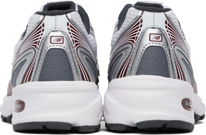 New Balance White & Burgundy 740 Sneakers - Image 2