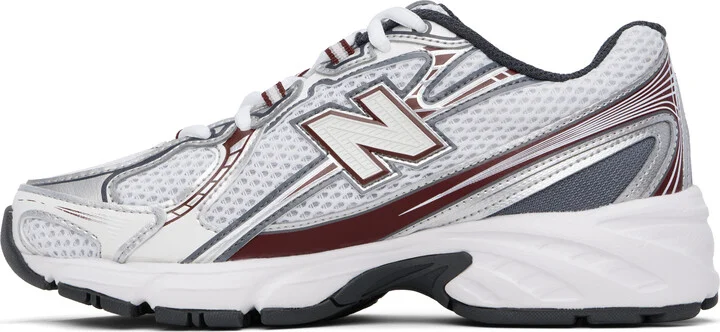 New Balance White & Burgundy 740 Sneakers - Image 3