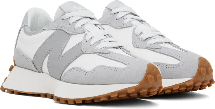 New Balance White & Gray 327 Sneakers - Image 4