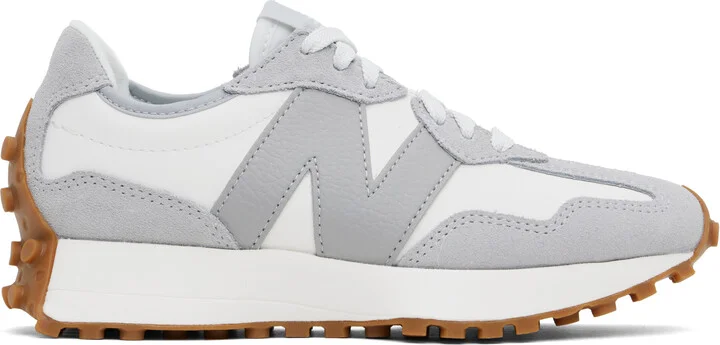 New Balance White & Gray 327 Sneakers