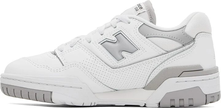 New Balance White & Gray 550 Sneakers - Image 3