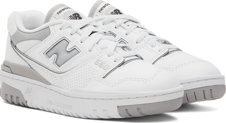 New Balance White & Gray 550 Sneakers - Image 4
