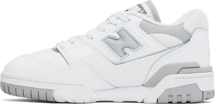 New Balance White & Gray 550 Sneakers - Image 3