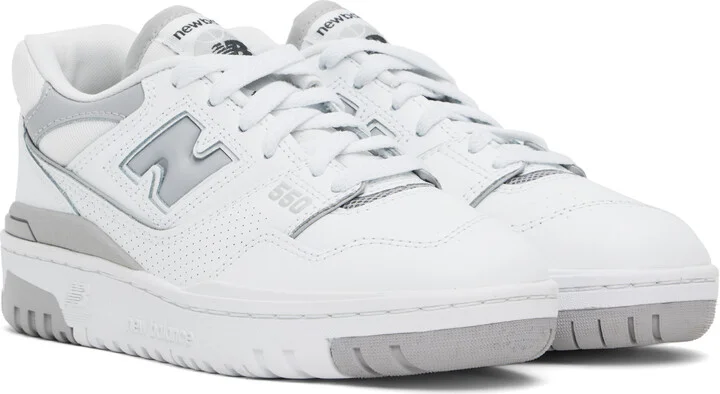 New Balance White & Gray 550 Sneakers - Image 4