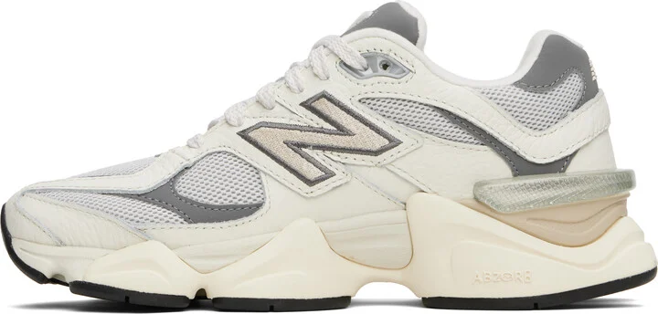 New Balance White & Gray 9060 Sneakers - Image 3