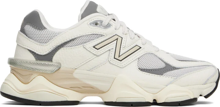 New Balance White & Gray 9060 Sneakers