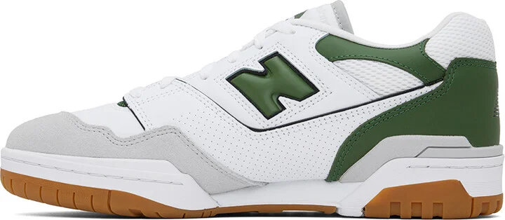 New Balance White & Green 550 Sneakers - Image 3