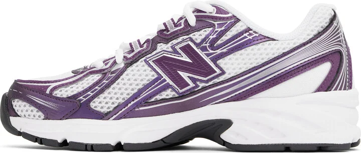 New Balance White & Purple 740 Sneakers - Image 3