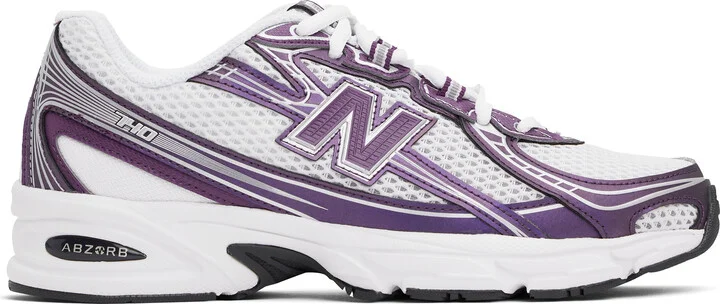 New Balance White & Purple 740 Sneakers