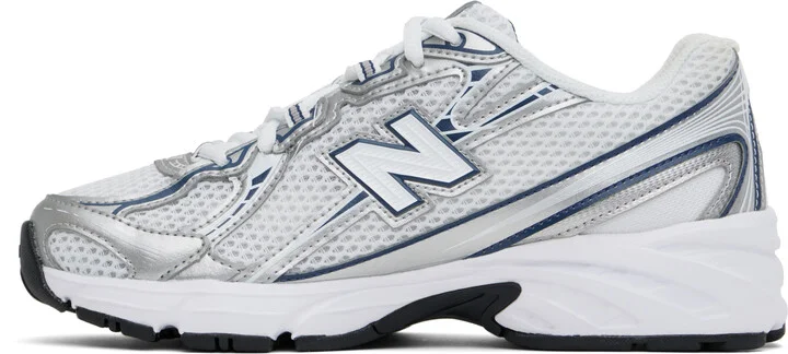 New Balance White & Silver 740 Sneakers - Image 3