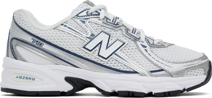 New Balance White & Silver 740 Sneakers