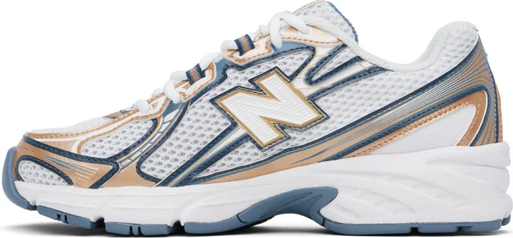 New Balance White & Tan 740 Sneakers - Image 3