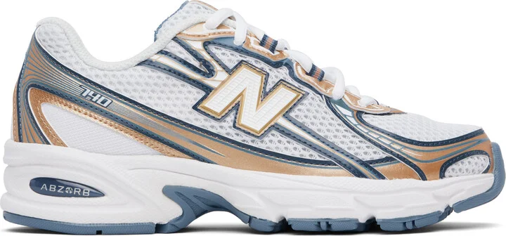 New Balance White & Tan 740 Sneakers