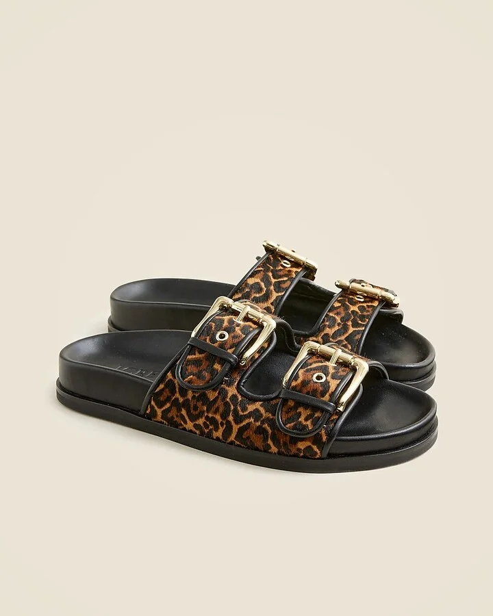 New Colbie wide-strap buckle sandals in leopard-print calf hair