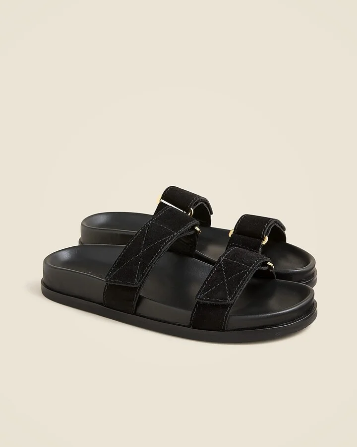 New Colbie wide-strap sandals in suede and leather