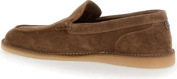 'New Florio Ideal' Brown Loafers With Dg Detail In Suede Man - Image 3
