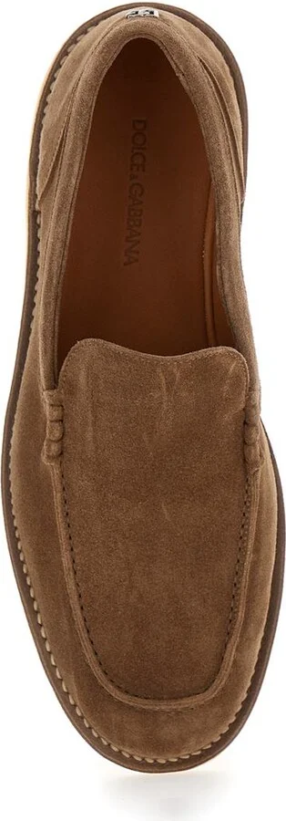 'New Florio Ideal' Brown Loafers With Dg Detail In Suede Man - Image 4