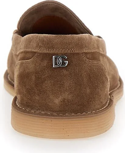 'New Florio Ideal' Brown Loafers With Dg Detail In Suede Man - Image 5