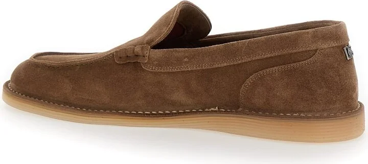 'new Florio Ideal' Brown Loafers With Dg Detail In Suede Man - Image 3