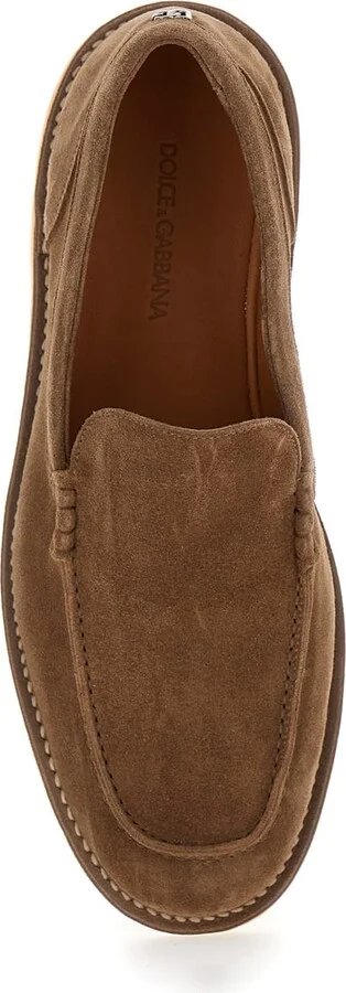 'new Florio Ideal' Brown Loafers With Dg Detail In Suede Man - Image 4