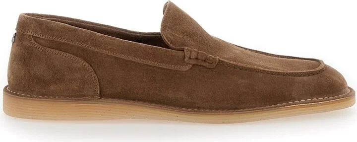 'new Florio Ideal' Brown Loafers With Dg Detail In Suede Man